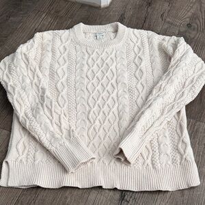 J. Crew Factory Ivory Cable Knit Crewneck Sweater